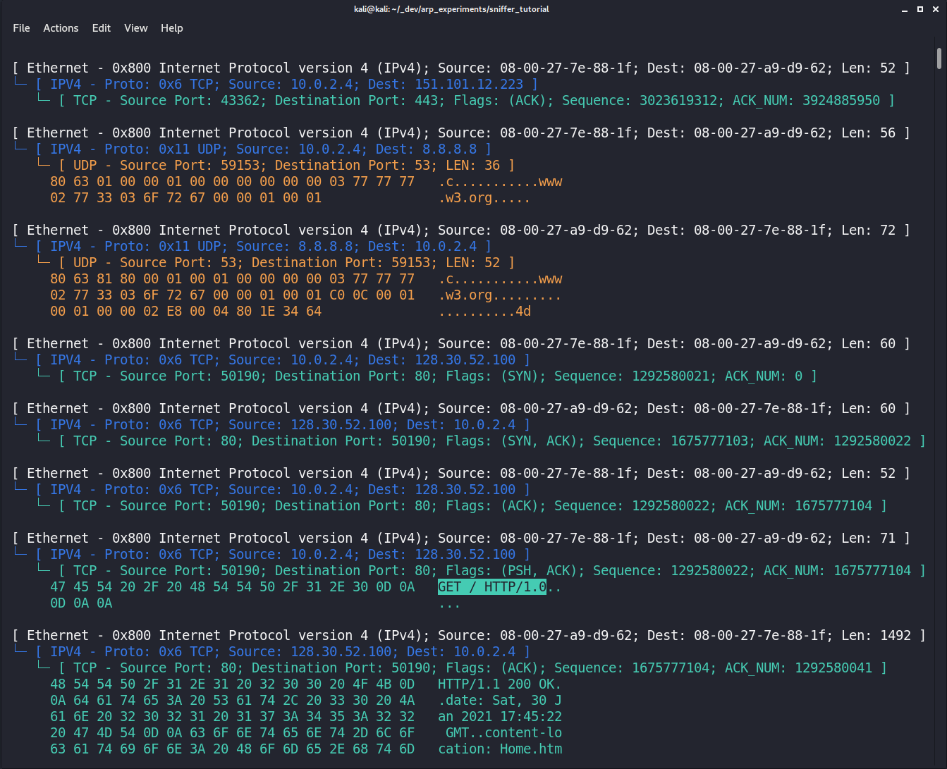 Sniffing UDP and TCP